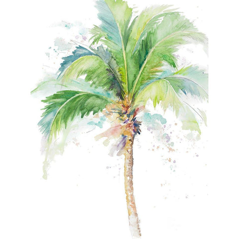 Watercolor Coconut Palm White Modern Wood Framed Art Print by Pinto, Patricia