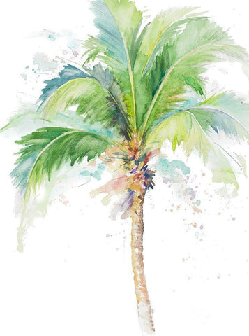 Watercolor Coconut Palm Black Ornate Wood Framed Art Print with Double Matting by Pinto, Patricia