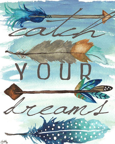 Catch Your Dreams White Modern Wood Framed Art Print with Double Matting by Medley, Elizabeth