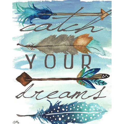 Catch Your Dreams Black Modern Wood Framed Art Print with Double Matting by Medley, Elizabeth