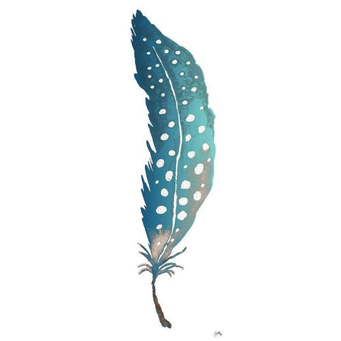 Dotted Blue Feather II Black Modern Wood Framed Art Print by Medley, Elizabeth