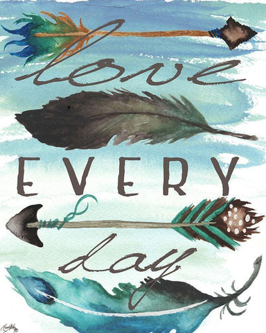 Love Every Day White Modern Wood Framed Art Print with Double Matting by Medley, Elizabeth