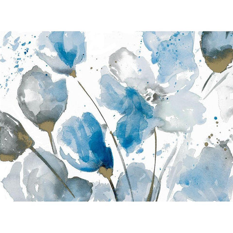 Blue Abstract Floral II White Modern Wood Framed Art Print by Loreth, Lanie