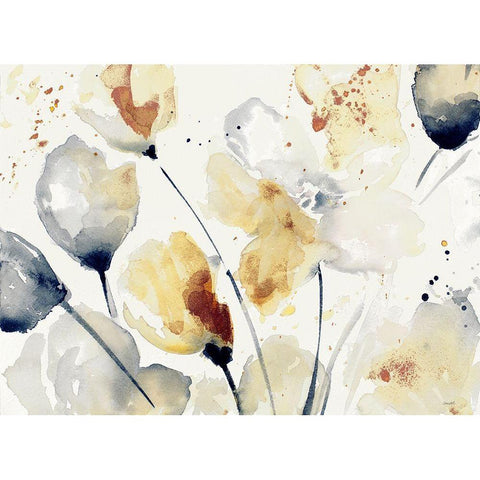 Autumn Abstract Floral White Modern Wood Framed Art Print by Loreth, Lanie