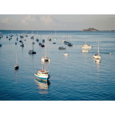 Sails Down White Modern Wood Framed Art Print by Rodriguez, Jairo