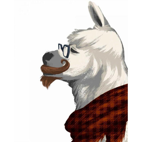 Wise Llama White Modern Wood Framed Art Print by SD Graphics Studio