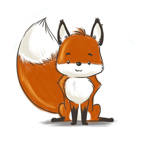 Kids Fox White Modern Wood Framed Art Print with Double Matting by SD Graphics Studio