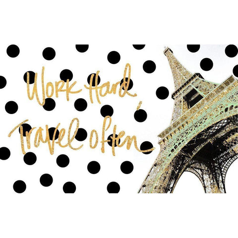 Work Hard Travel Often Gold Ornate Wood Framed Art Print with Double Matting by Navas, Emily