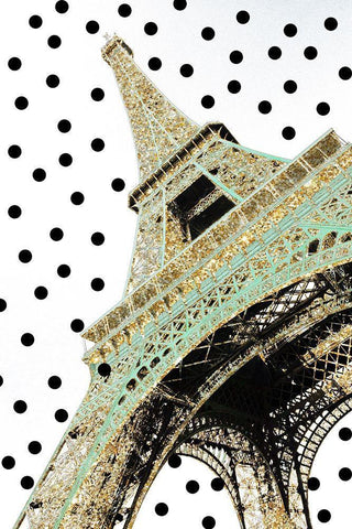 Eiffel Tower with Glitter Black Ornate Wood Framed Art Print with Double Matting by Navas, Emily