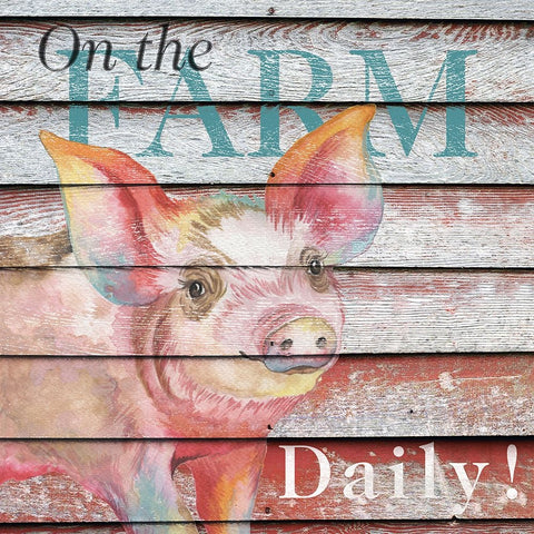 Barn to Farm Pig I Black Ornate Wood Framed Art Print with Double Matting by Medley, Elizabeth