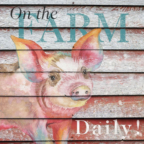 Barn to Farm Pig I Black Modern Wood Framed Art Print with Double Matting by Medley, Elizabeth