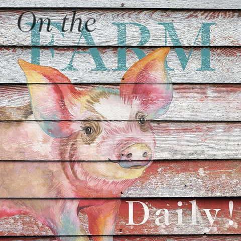 Barn to Farm Pig I Gold Ornate Wood Framed Art Print with Double Matting by Medley, Elizabeth