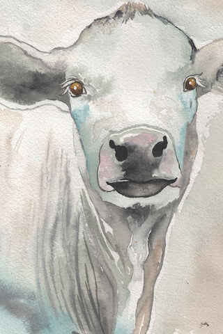 Farm Animal I White Modern Wood Framed Art Print with Double Matting by Medley, Elizabeth