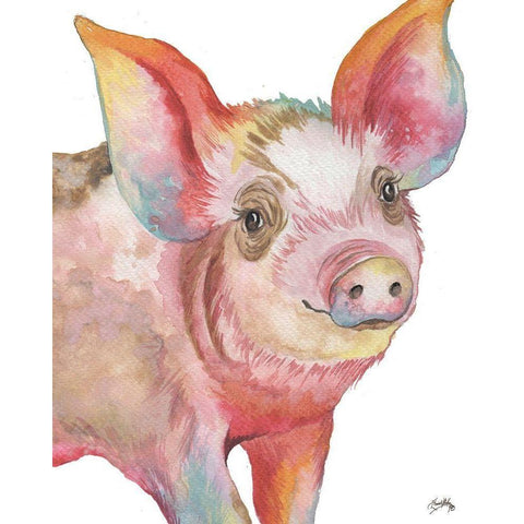 Pig I Gold Ornate Wood Framed Art Print with Double Matting by Medley, Elizabeth