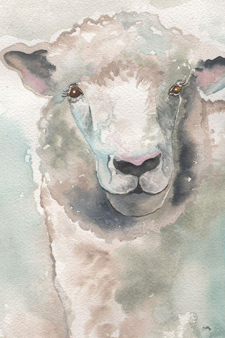 Muted Lamb White Modern Wood Framed Art Print with Double Matting by Medley, Elizabeth