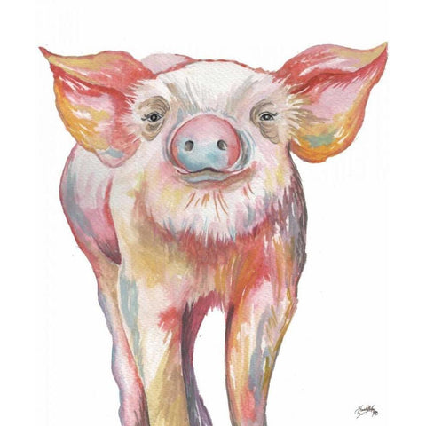 Pig III Black Modern Wood Framed Art Print with Double Matting by Medley, Elizabeth