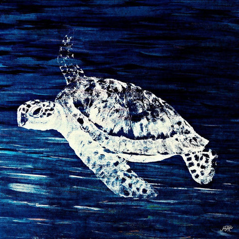 Swim Along I White Modern Wood Framed Art Print with Double Matting by DeRice, Julie