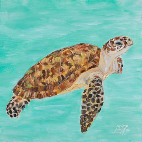 Sea Turtle I Black Ornate Wood Framed Art Print with Double Matting by DeRice, Julie
