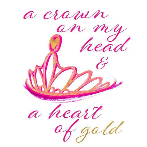 Crown And Heart Black Modern Wood Framed Art Print with Double Matting by SD Graphics Studio
