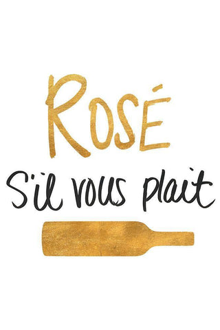 RosÃ© sil vous plait White Modern Wood Framed Art Print with Double Matting by SD Graphics Studio