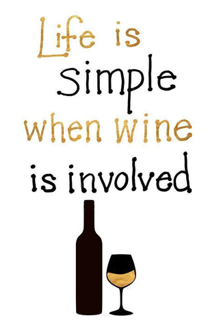 Simple Life with Wine White Modern Wood Framed Art Print with Double Matting by SD Graphics Studio