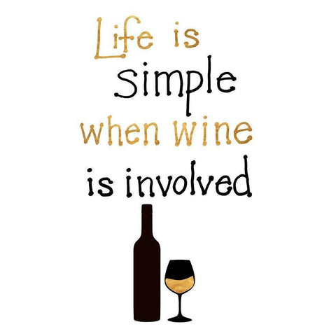 Simple Life with Wine White Modern Wood Framed Art Print by SD Graphics Studio