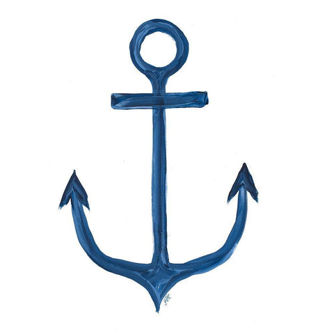 Anchor Ship Black Modern Wood Framed Art Print with Double Matting by DeRice, Julie