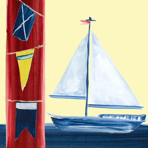 Sailboat On The Sea Black Modern Wood Framed Art Print by DeRice, Julie