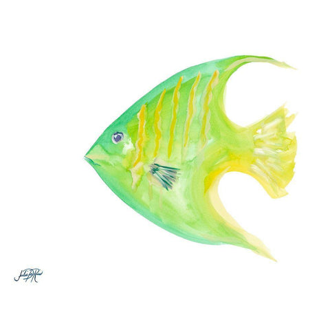 Fish III White Modern Wood Framed Art Print with Double Matting by DeRice, Julie