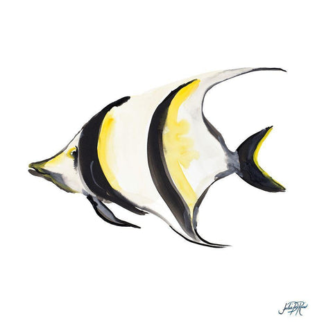 Fish V White Modern Wood Framed Art Print with Double Matting by DeRice, Julie