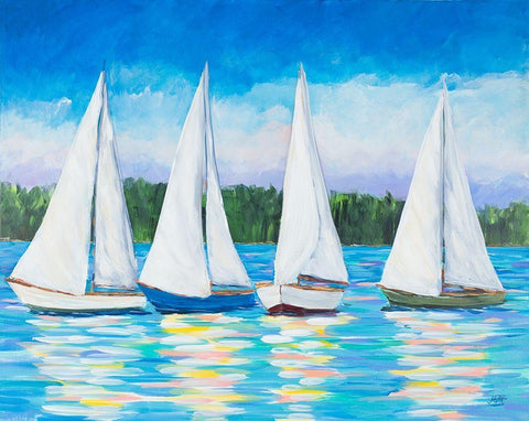 Great Sails I Black Ornate Wood Framed Art Print with Double Matting by DeRice, Julie