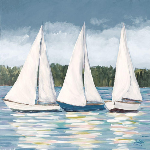 Soft Sail I Gold Ornate Wood Framed Art Print with Double Matting by DeRice, Julie