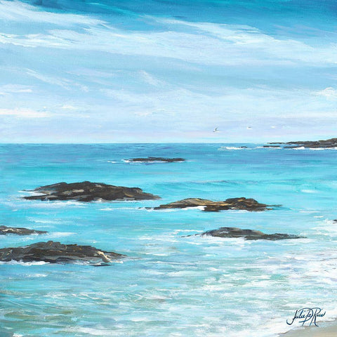 Rocky Shore I White Modern Wood Framed Art Print with Double Matting by DeRice, Julie