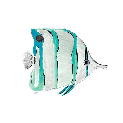Seafoam Fish I Black Ornate Wood Framed Art Print with Double Matting by DeRice, Julie