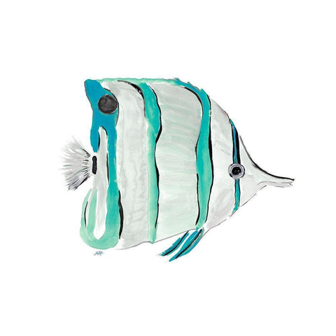 Seafoam Fish I Gold Ornate Wood Framed Art Print with Double Matting by DeRice, Julie
