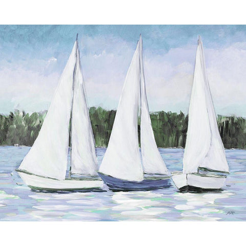 White Sails Black Modern Wood Framed Art Print with Double Matting by DeRice, Julie