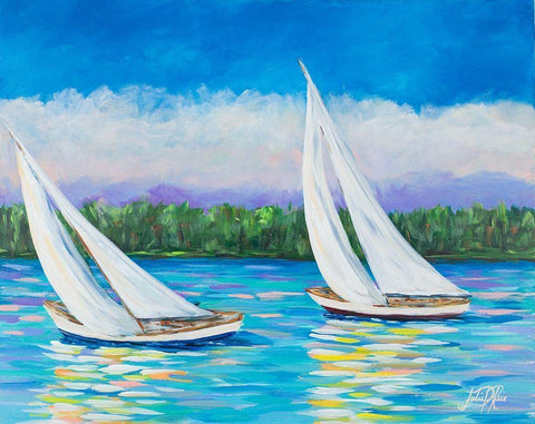 Great Sails II Black Ornate Wood Framed Art Print with Double Matting by DeRice, Julie