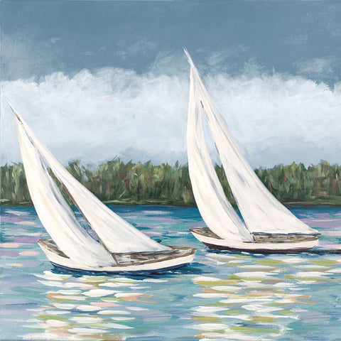 Soft Sails II Black Modern Wood Framed Art Print by DeRice, Julie