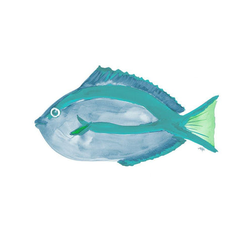 Seafoam Fish II Black Modern Wood Framed Art Print with Double Matting by DeRice, Julie