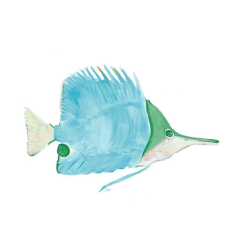 Seafoam Fish III Gold Ornate Wood Framed Art Print with Double Matting by DeRice, Julie