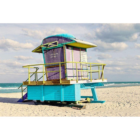 12th Street Lifeguard White Modern Wood Framed Art Print by Lake, Shelley