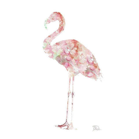 Flowery Flamingo Black Modern Wood Framed Art Print with Double Matting by Pinto, Patricia