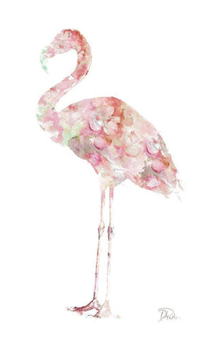 Flowery Flamingo White Modern Wood Framed Art Print with Double Matting by Pinto, Patricia