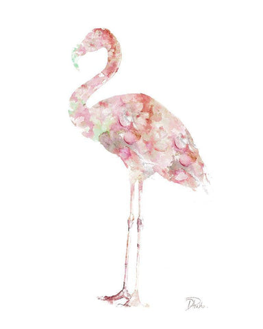 Flowers In Flamingo White Modern Wood Framed Art Print with Double Matting by Pinto, Patricia