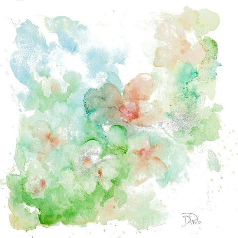 Flowers In Water Black Modern Wood Framed Art Print with Double Matting by Pinto, Patricia