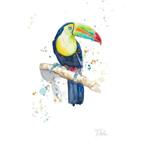 Watercolor Toucan Black Modern Wood Framed Art Print by Pinto, Patricia