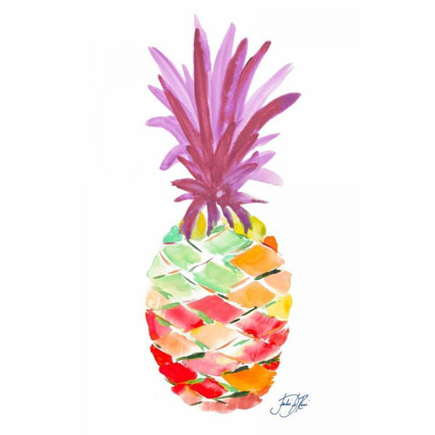 Punchy Pineapple I White Modern Wood Framed Art Print by DeRice, Julie