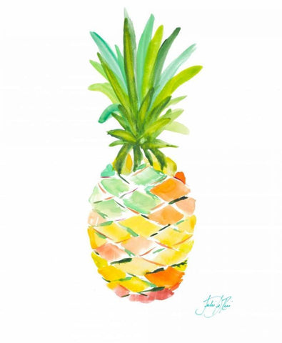 Pineapple I Black Ornate Wood Framed Art Print with Double Matting by DeRice, Julie