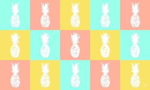 Modern Pineapple Squares Black Ornate Wood Framed Art Print with Double Matting by DeRice, Julie