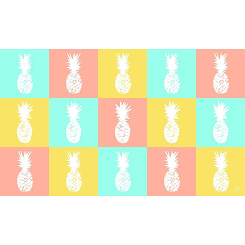 Modern Pineapple Squares Gold Ornate Wood Framed Art Print with Double Matting by DeRice, Julie